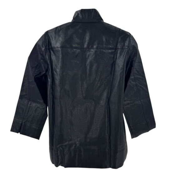 Tuckernuck NEW Black Faux Leather Chic Edgy Collared Margot Top Size S - Picture 8 of 13